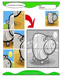 Puzzle Kes Yapıştır Çalışma Sayfaları